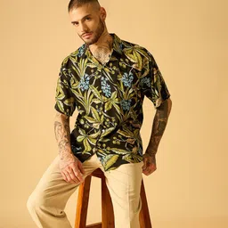 AKS Men Standard Floral Semi Sheer Printed Casual Shirt-image-39
