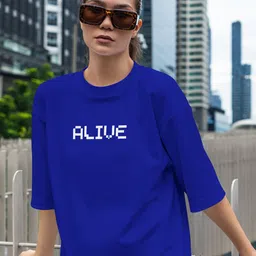 Mad Over Print Typography Printed Drop-Shoulder Sleeves Cotton Oversized T-shirt-picture-15