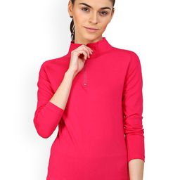 appulse Women Fuchsia Pink Solid High Neck T-shirt-picture-26