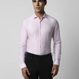 Van Heusen Pink Slim Fit Texture Shirt-image-81