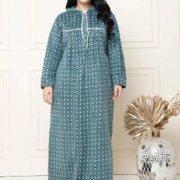 Secret Wish Green Wool Blend Geometric Print Sleepwear & Robes Nighty-10