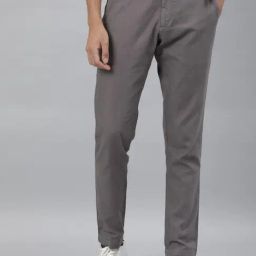 Rare Rabbit Grey Cotton Solid Slim Fit Formal Trousers-picture-4