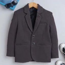 Fourfolds Boys Darkgrey Solid Full Sleeves Blazer-image-50