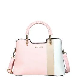 PELLE LUXUR Pink & White Color Block Small Handbag-22