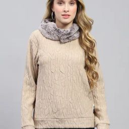 Monte Carlo Beige Regular fit Self Design Pullover-image-33