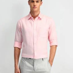 Arrow Peach Cotton Slim Fit Printed Shirt-image-29