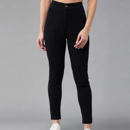DOLCE CRUDO Black Denim Skinny Fit High Rise Jeans-image-48