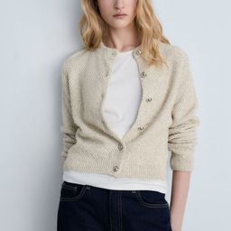 MANGO Cable Knit Round Neck Button-Down Cardigan-picture-20