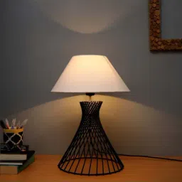 Homesake Black Metal Spiral Table Lamp with White Shade - Set of 1-21