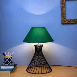 Homesake Black Metal Spiral Table Lamp with Green Shade - Set of 1-30
