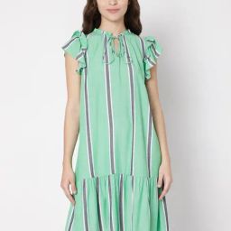 Vero Moda Green Striped Dress-picture-3