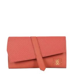 Baggit Red Textured Tri-Fold Wallet for Women-image-83