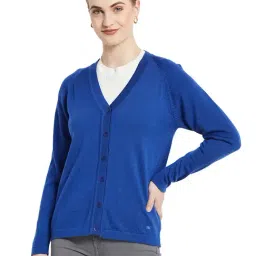 Monte Carlo Blue Wool Open Front Cardigan-17