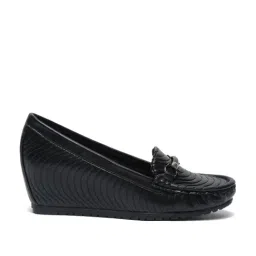 Flat N Heels Women's Black Wedge Loafers-image-43