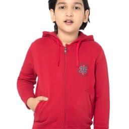 Bodycare Kids Dark Red Solid Full Sleeves Hoodie-image-87