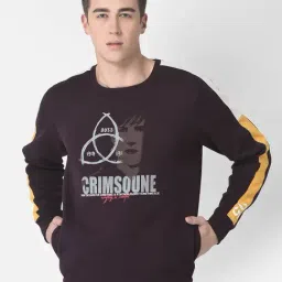 Crimsoune Club Wine Regular Fit Printed Sweatshirt-26