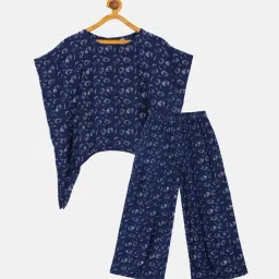 Kiddopanti Kids Indigo Printed Top with Pants-image-3