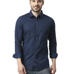 Being Human Slim Fit Mens Normal Polo Neck Shirts -Navy-image-28