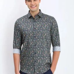 Allen Solly Navy Cotton Slim Fit Floral Print Shirt-image-60