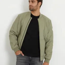 Guess Green Regular Fit Solid Jacket-image-8