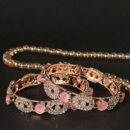 LAVAZZA Set Of 2 CZ Amercian Diamond-Studded Bangles-18
