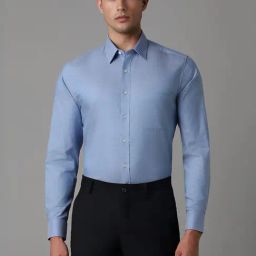 Louis Philippe Blue Cotton Slim Fit Texture Shirt-picture-33