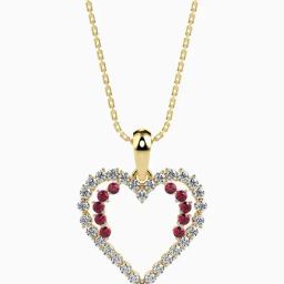 Emori 14k Yellow Gold & Diamond Ritzy Ruby and Heart Pendant-image-57