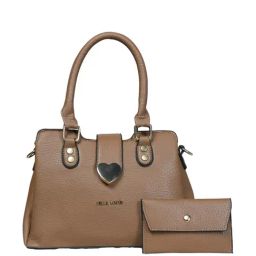PELLE LUXUR Brown Solid Small Handbag with Pouch-image-89