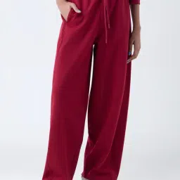 studiofit women Studiofit by Westside Maroon Solid High-Rise Cotton-Blend Track Pants-picture-6
