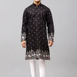 BLUESAANCHI Men Ethnic Motifs Embroidered Regular Thread Work Kurta with Trousers-28