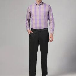 TAHVO Purple & Black Regular Fit Check Co-Ord Sets-image-74