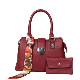 PELLE LUXUR Red Solid Small Handbag with Pouch-picture-15
