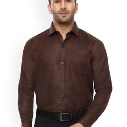 Hangup Men Brown Comfort Regular Fit Solid Formal Shirt-image-99