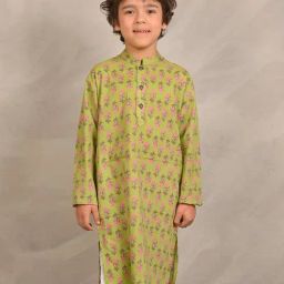 Anthrilo Boys Green Cotton Regular Fit Printed Kurta-image-32