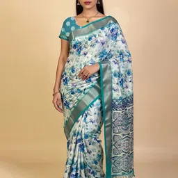VILLE FASHION Floral Printed Block Saree-image-65