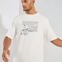 Styli Cream Relaxed Fit Graphic Print Cotton Oversized T-Shirt-image-99