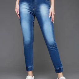 Miss Chase Blue Relaxed Fit Mid Rise Joggers-image-71