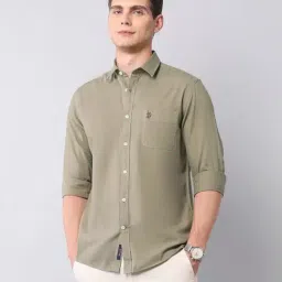 U.S. Polo Assn. Denim Co. Olive Green Cotton Slim Fit Shirt-image-59
