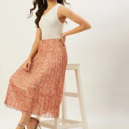 Anvi Be Yourself Rust Printed A-Line Skirt image 5