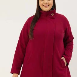 theRebelinme Plus Size Maroon Fleece Relaxed Fit Tailored Jacket-picture-20