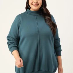 theRebelinme Plus Size Teal Fleece Relaxed Fit Sweatshirt-picture-14