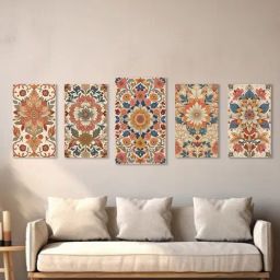 Nestroots Vibrant Art Collection Multi Frame Floral Canvas Wall Painting - Set of 5-41