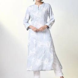 SHOWOFF Blue Cotton Printed 3/4th sleeve Kurta-image-47
