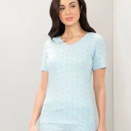 Amante Blue Relaxed Fit Printed T-Shirt-picture-30