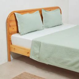Westside Home Mint Waffle Textured Double Bedcover and Pillowcase Set-image-40