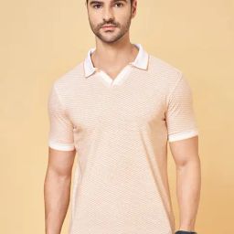 Byford by Pantaloons Coral Slim Fit Self Pattern Polo T-Shirt-image-74