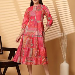 COSMIC TRIO Print A-Line Midi Dress-image-6