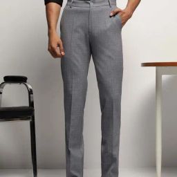 Subtract Grey Slim Fit Checks Trousers-image-95