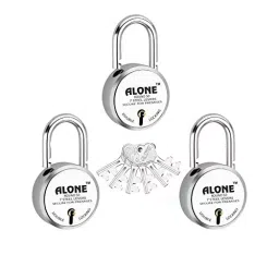 ALONE LOCKS 50 mm Steel Chrome 6 Same Keys Door Double Locking Padlock (Pack of 3)-43
