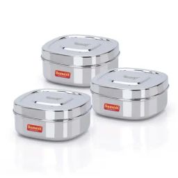 Sumeet Silver Stainless Steel 3 Piece Container-25